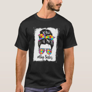 Retro gebleicht Autismus große Schwester unordentl T-Shirt