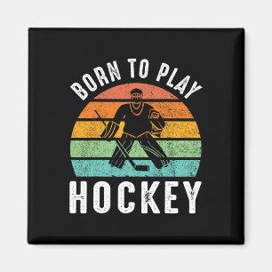 Retro Geboren um Hockey zu spielen Winterschport E Magnet