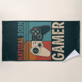 Retro geborener Gamer lustig Strandtuch (Vorderseite)