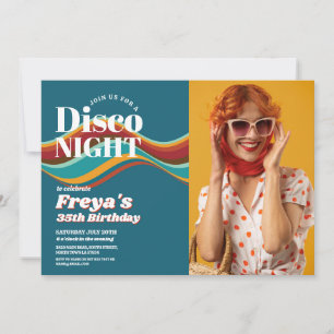 Retro Geburtstag 60er 70er 80er Disco Vintage Foto Einladung