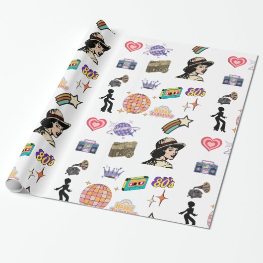 Retro Geburtstag Geschenkpapier, Familie, Freund Geschenkpapier (Ungerollt)