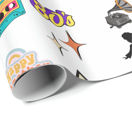 Retro Geburtstag Geschenkpapier, Familie, Freund Geschenkpapier (Rolleneckpunkt)