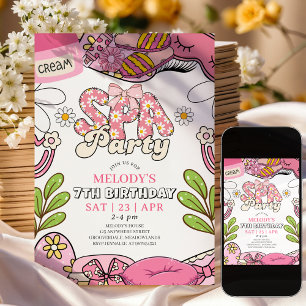 Retro-Geburtstagseinladung zur Daisy-Spa-Party Einladung