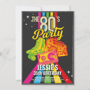 Retro-Geburtstagsfeier 80er Jahre-Party Einladung