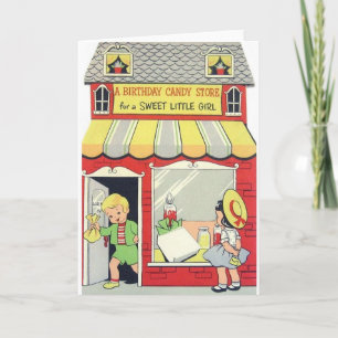 Retro-Geburtstagskarte für süße kleine Mädchen Karte