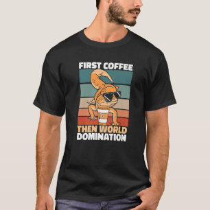 Retro Gecko Kaffee Sonnenbrille Lizard Reptile Vin T-Shirt