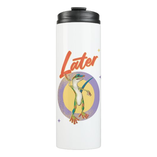 Retro Gecko Later Lazy Day Humor Thermosbecher (Vorderseite)