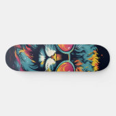 Retro Geek Chic Feline Skateboard (Horizontal)
