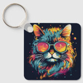 Retro Geek Chic Katze Schlüsselanhänger (Vorderseite)