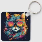Retro Geek Chic Katze Schlüsselanhänger (Rückseite)