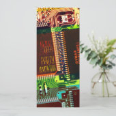 Retro Geek Party ・ Farbenfrohe elektronische CPUs  Einladung (Stehend Vorderseite)