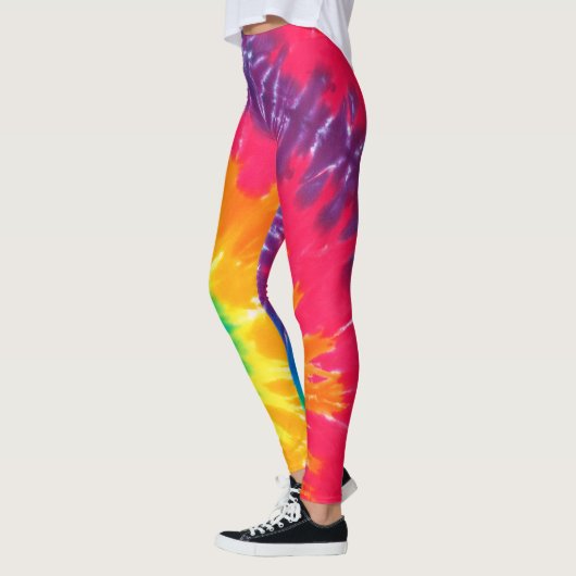 Retro-Gefärbte Krawatte Abstrakt Leggings (Links)