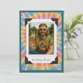 Retro Gefärbte Krawatte Foto Einladung (Stehend Vorderseite)