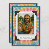 Retro Gefärbte Krawatte Foto Einladung (Vorne/Hinten)