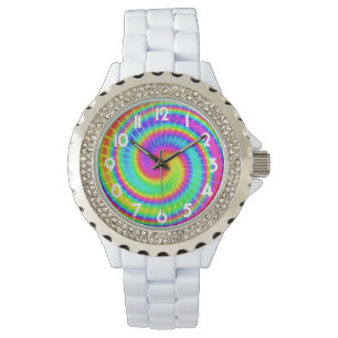 Retro Gefärbte Krawatte Hippie Psychedelic Armbanduhr