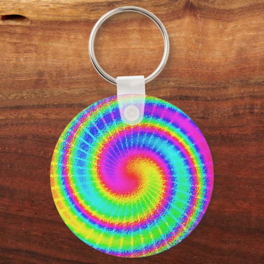 Retro Gefärbte Krawatte Hippie Psychedelic Schlüsselanhänger (Vorderseite)