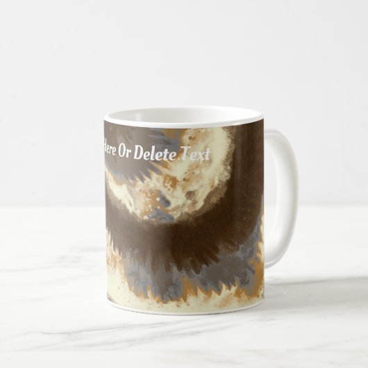 Retro Gefärbte Krawatte Liebe Brauner cremefarbene Kaffeetasse (VorderseiteRechts)