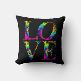 Retro Gefärbte Krawatte Liebe Typografie Kissen