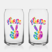 Retro Gefärbte Krawatte Peace Sign Can Glass Set Dosenglas (Vorderseite)