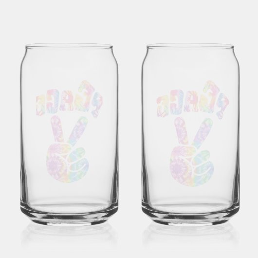 Retro Gefärbte Krawatte Peace Sign Can Glass Set Dosenglas (Rückseite)