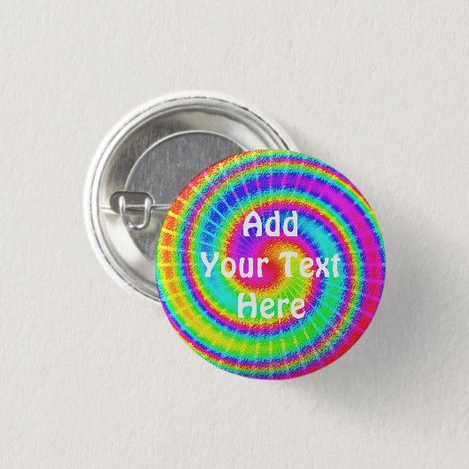 Retro gefärbte KrawatteHippie psychedelisch Button (Vorne & Hinten)