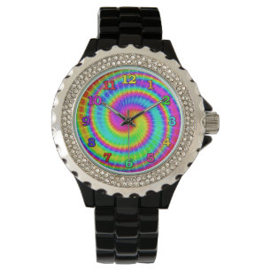 Retro gefärbte KrawatteHippie psychedelische 2 Armbanduhr