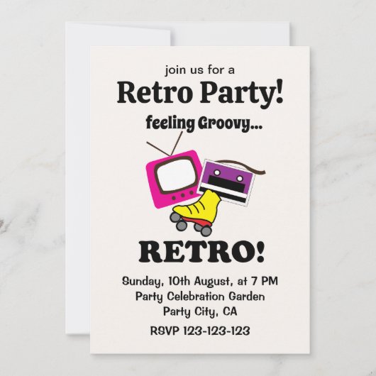 Retro Gefühl Groovy Retro Einladung (Vorderseite)