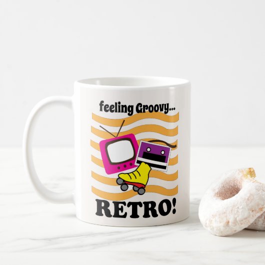 Retro Gefühl Groovy Retro Kaffeetasse (Mit Donut)