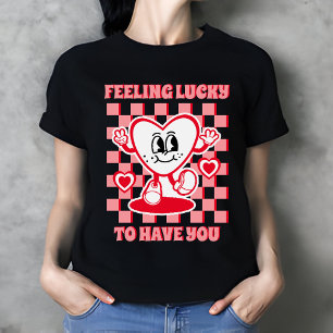 Retro Gefühl Lucky Black Women's Valentine Day T-Shirt