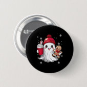 Retro-Geist-Beanie-Weihnachten-Feiertag-Xmas-Kaffe Button (Vorne & Hinten)