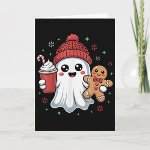 Retro Geist Beanie Weihnachten Feiertage Xmas Kaff Karte