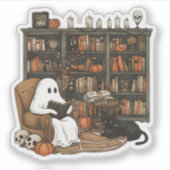 Retro-Geist liest Bücher, Bibliothekar-Geist Aufkleber (Vorderseite)