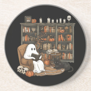 Retro-Geist liest Bücher, Bibliothekar-Geist Getränkeuntersetzer