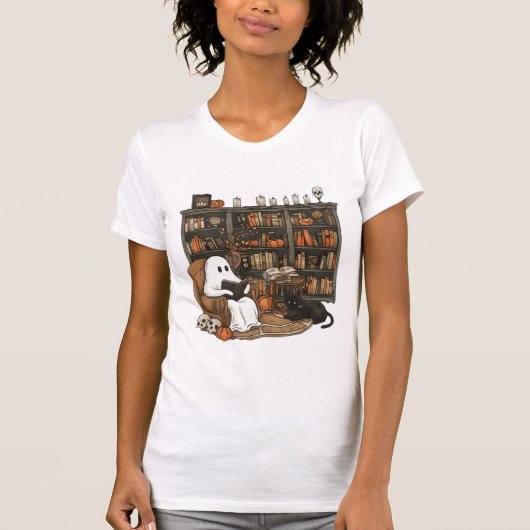 Retro-Geist liest Bücher, Bibliothekar-Geist T-Shirt (Vorderseite)