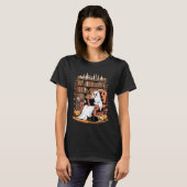 Retro-Geist liest Bücher Katze, Bibliothekar-Geist T-Shirt (Vorne ganz)
