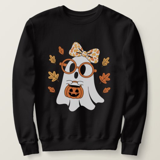 Retro-Geist mit Kürbis-Eimer-Pullover Sweatshirt (Design vorne)