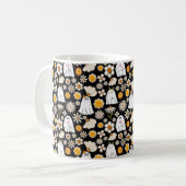 Retro-Geister-Blumen-Nahtloses Muster Kaffeetasse (Vorderseite Links)