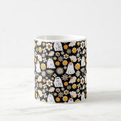 Retro-Geister-Blumen-Nahtloses Muster Kaffeetasse (Mittel)