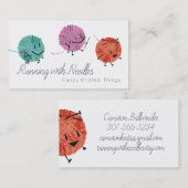 Retro Gekritzelgarn-Stricknadel-Visitenkarte Visitenkarte (Vorne/Hinten)