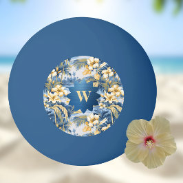 Retro Gelb Blau Floral und Tropische Palmen Initia Tischtennisball