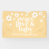 Retro Gelb Daisy boho Peace Liebe Babydusche Banner (Horizontal)