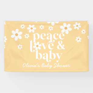Retro Gelb Daisy boho Peace Liebe Babydusche Banner