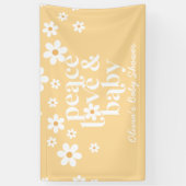 Retro Gelb Daisy boho Peace Liebe Babydusche Banner (Vertikal)