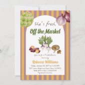 Retro-Gelb-Fresh-off-Market-Brautparty Einladung (Vorderseite)