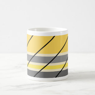 Retro-Gelb-Grau-Cream-Diagonalstreifen-Tasse Kaffeetasse