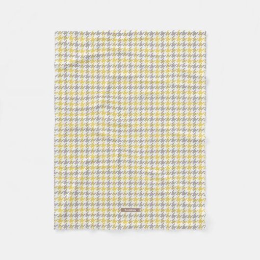 Retro gelb-graues Houndstooth-Karomuster Fleecedecke (Vorderseite)