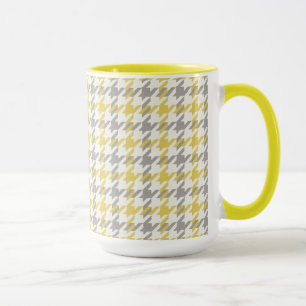 Retro gelb-graues Houndstooth-Karomuster Tasse