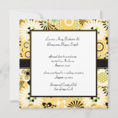 Retro-Gelb-Grün-Blume Post Hochzeit Einladung (Vorderseite)