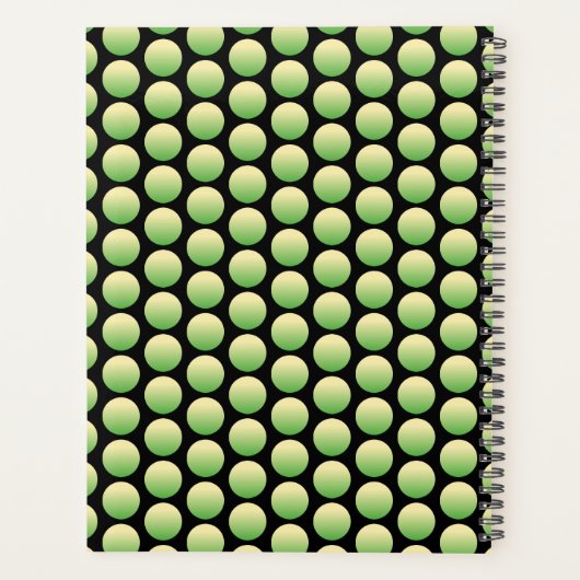 Retro Gelb grüne Polka Dots Name Schwarz Planer (Rückseite)