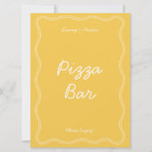 Retro Gelb Handschrift Pizza Bar Tabletop Schild Einladung (Vorderseite)